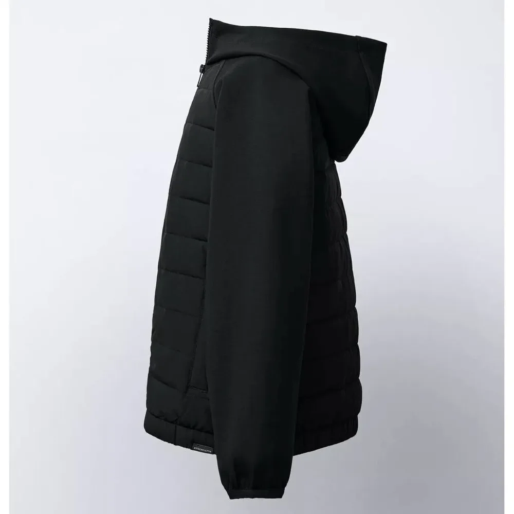 Zara Neoprene Black Hooded Puffer Jacket NWT Size 7-8 years old